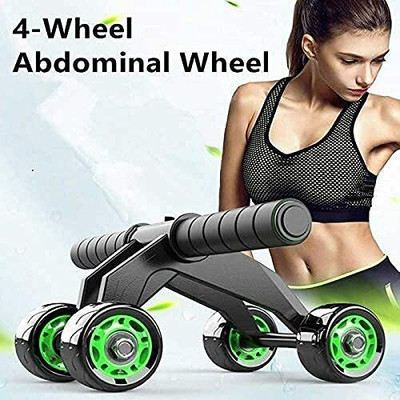 Fit Byte Anti Skid Abdominal 4-wheel ab roller with knee mat for Stomach Exercise Ab Exerciser(Black)