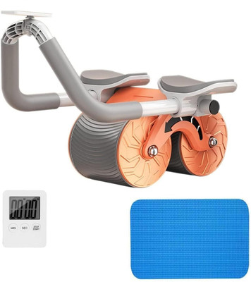OKASTA Roller Wheel Exercise with Elbow Support, Automatic Rebound Ab Exerciser(Grey)