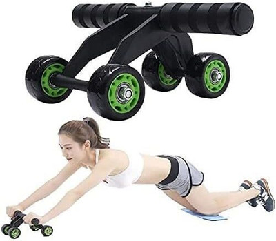 Khargadham Four-Wheeled Ab Abdominal Cross-fit Gym Equipment for Body Building Fitness Ab Exerciser(Black, Green)