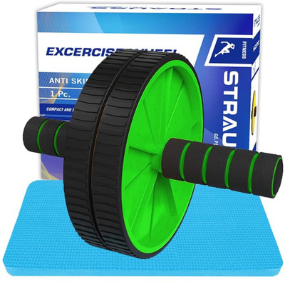 Strauss Double Exercise Roller Wheel | Abs Roller | Ab Wheel Roller | Gym Roller Ab Exerciser(Green)