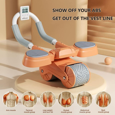 AJRO DEAL Roller Wheel Exercise with Elbow Support, Automatic Rebound Abdominal Wheel Ab Exerciser(Orange)