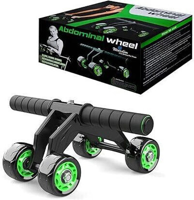 DHEER 4-Wheel Ab Roller/Fitness Accessories/Exerciser & Gym Equipment for Unisex Ab Exerciser(Black, Green)