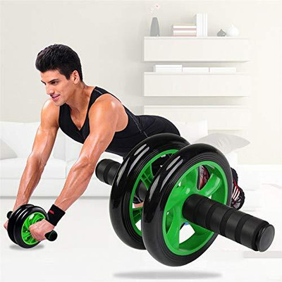 ARANKA Dual Wheel AB Roller with 2 Latex Resistance Tubes for Core Abdominal Workout Ab Exerciser(Multicolor)