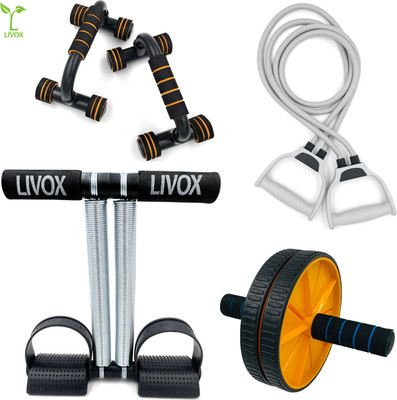 LIVOX Tummy Trimmer And Toning tube, wheel Roller With Pushup Bar. Ab Exerciser(Multicolor)