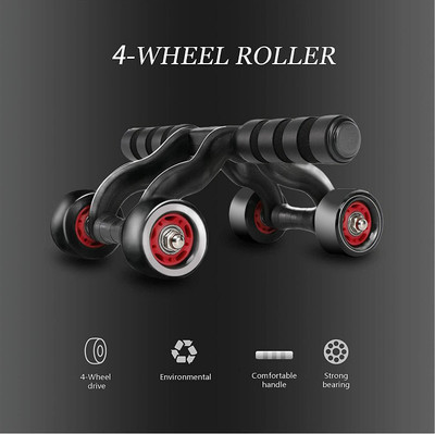Violet Store 4 Wheel Abdominal Power Wheel Muscle Exercise Home Ab Roller Gym Roller Trainer Ab Exerciser(Red)