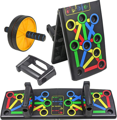 TRIMMO ® Combos Push Up Board for Workout With Ab roller Workout Equipment Ab Exerciser(Multicolor)