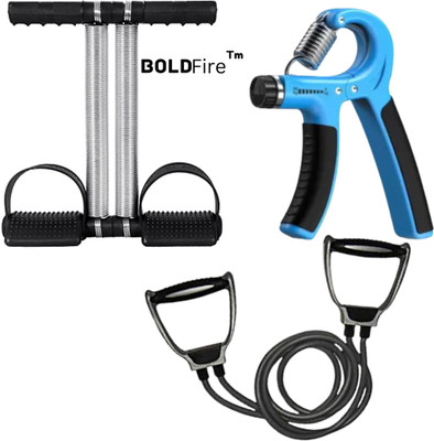 BoldFire Fitness Combo Double Spring Tummy Trimmer With Toning Tube With Hand Gripper Ab Exerciser(Multicolor)