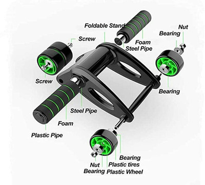 PRT 4-Wheel Ab Roller/Fitness Accessories/Exerciser & Gym Equipment for Unisex Ab Exerciser(Black, Green)