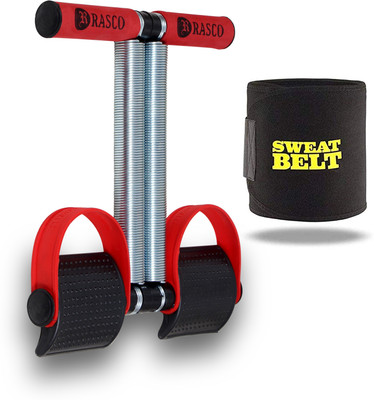 RASCO Combo Red Double Steel Spring with Sweat Belt Size Free Ab Exerciser(Red, Black)