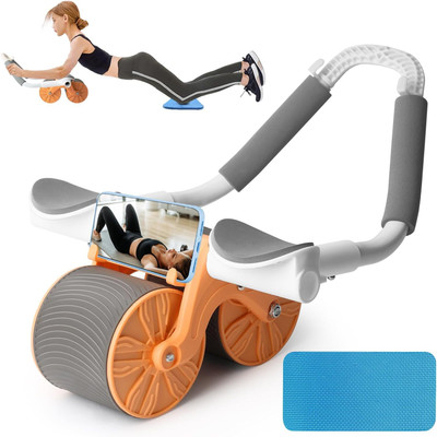 QUICK FIT Automatic Rebound Abdominal Wheel Elbow Support,Core Workout Equipment for Ab Exerciser(Orange, Grey)