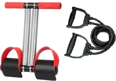 CARDIORAMA Combo of Double Spring Tummy Trimmer & Toning Tube Abs Exercise Men & Women Ab Exerciser(Red, Black)