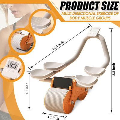 OBIXO 2024 new ab roller wheel automatic rebound 2 In 1 for abs workout exerciser Ab Exerciser(Orange)