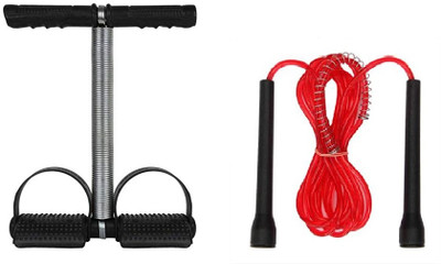 CARDIORAMA Combo Single Spring Tummy Trimmer & Skipping Rope Abs Exerciser For Men & Women Ab Exerciser(Black, Red)