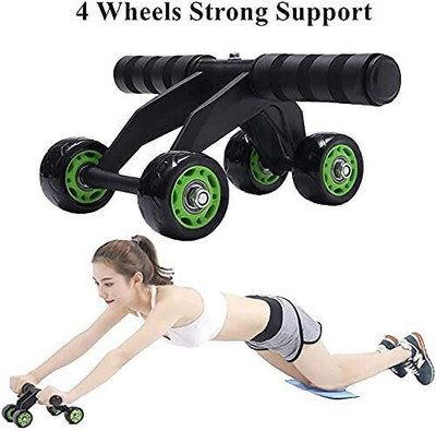 IPLLIVE 4 Wheel Ab Roller Abdominal Trainers with Knee Pad Exercise Wheel for Home Gym Ab Exerciser(Black, Green)