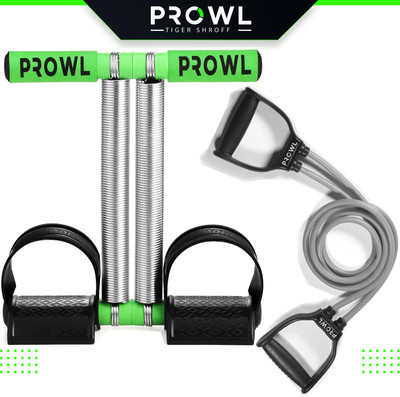PROWL by Tiger Shroff Fitness Combo Tummy Trimmer With Heavy Toning Tube for Workout Ab Exerciser(Green, Grey)