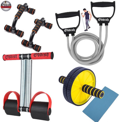 Oddish 12 inch Tummy Trimmer and pushup bar, Toning tube with abdominal wheel Ab Exerciser(Black)