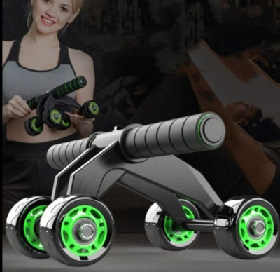 PRT 4-Wheel Ab Roller/Fitness Accessories/Exerciser & Gym Equipment for Unisex Ab Exerciser(Black, Green)