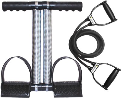 Owlix Ultimate Ab Workout Combo: Tummy Trimmer with Resistance Tube Ab Exerciser(Silver, Black)