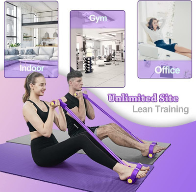 Owlix 4-Tube Pedal Puller Resistance Band. Elastic Pull Reducer for Abdomen & Stretchg Ab Exerciser(Multicolor)