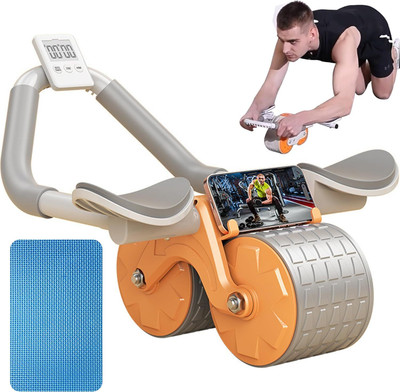 ZODZE Automatic Rebound Abdominal Wheel with Elbow Support, Ab Wheel Roller for Abs Ab Exerciser(Orange)