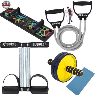 HOUSE OF COMMON 12 inch Tummy Trimmer and pushup bar, Toning tube with abdominal wheel Ab Exerciser(Multicolor)