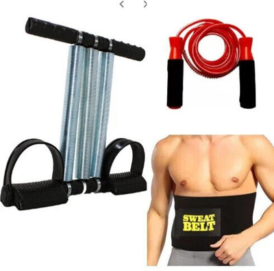 Trends Maker Tummy Trimmer And Skipping Rope & Sweat Belt(3 In1 Combo) Ab Exerciser(Multicolor)