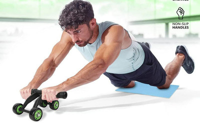 NAVER Abdominal Exercise 4 Wheel Roller with Knee Mat Ab Exerciser(Multicolor)