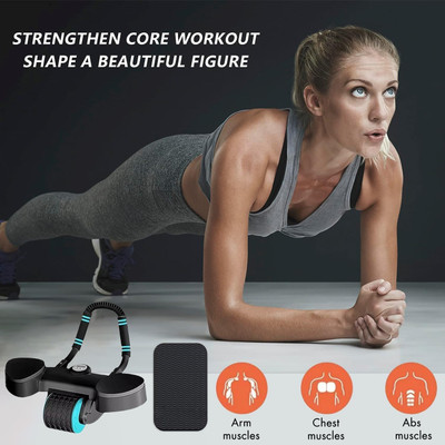 Manogyam Automatic Rebound Abdominal Wheel Elbow Support,Core Workout Equipment for Ab Exerciser(Black, Blue)
