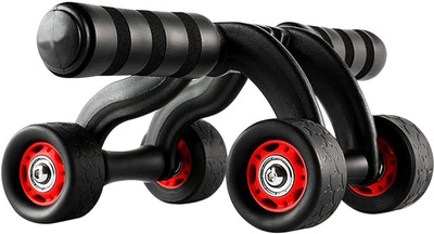 VATSMART 4 Wheels Power Wheel Triple Abdominal Roller Abs Workout Fitness Machine Gym Ab Exerciser(Black, Red)