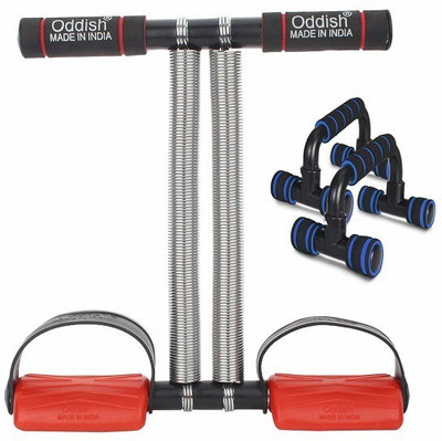 HOUSE OF COMMON Double Spring Tummy Trimmer With Push Up Bar Home Gym Ab Exerciser(Blue, Black, Red)