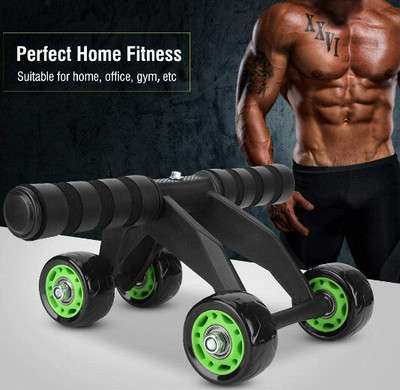 IRONCORE Abs Workout Ab 4 Roller, Gym Equipment for men and women Ab Exerciser(Black, Green)
