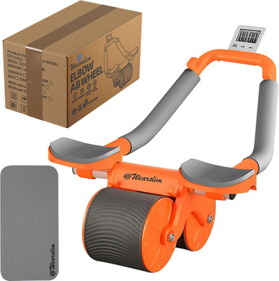 Wearslim Automatic Rebound Ab Abdominal Exercise Roller with Elbow Support and Timer Ab Exerciser(Orange, Grey)