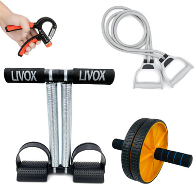 LIVOX Tummy Trimmer, Ab Wheel Roller, Toning Tube And R Hand Grip For Home Workout Ab Exerciser(Multicolor)