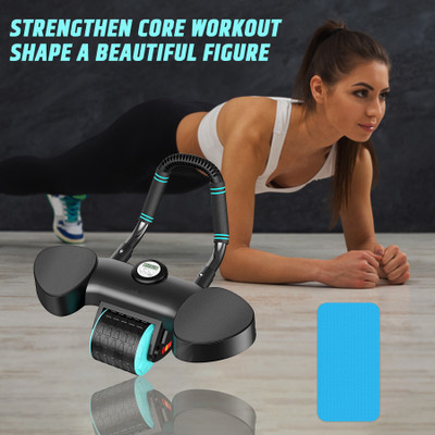 Manogyam Elbow Support Automatic Rebound Abdominal Wheel Equipment for Core Workout Ab Exerciser(Black)