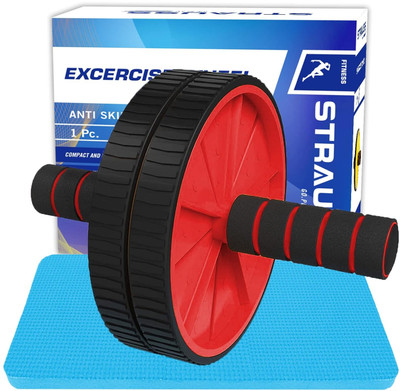 Strauss Double Exercise Roller Wheel | Abs Roller | Ab Wheel Roller | Gym Roller Ab Exerciser(Red)