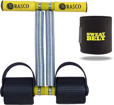 RASCO Double Steel Spring Ab Exerciser Yellow with Sweat Belt Ab Exerciser(Yellow, Black)