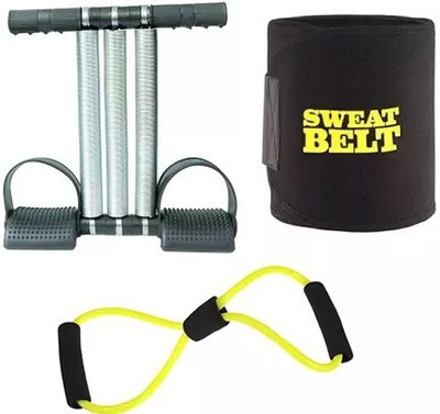 Yuvi Traders Tummy Trimmer Triple Spring Combo With Sweat Belt Figure 8 Men and Women Ab Exerciser(Black)