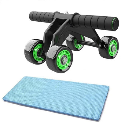 HOUSE OF COMMON Anti Skid 4 Wheel Total Body AB Roller Exerciser Ab Exerciser(Green, Black)
