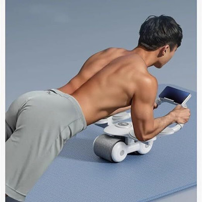 Whipbird 4 Elbow Support Automatic Rebound Abdominal Wheel Ab Exerciser(White, Grey)