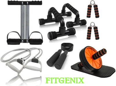 FITGENIX Tummy Trimmer,Ab Roller,Toning Tube with Skipping Rope & Hand Grip (Multicolor) Fitness Accessory Kit Kit