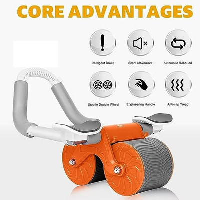 SeaRegal Ab Roller Set with Silent Knee Pad Mat for Exercise Gym Ab Exerciser(Orange)