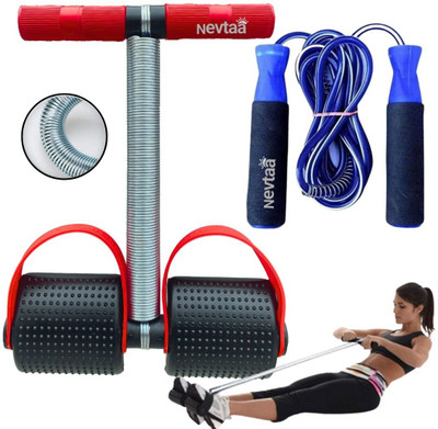 Nevtaa Navtaa Red Tummy Trimmer & Blue Foam Skipping Rope Combo Ab Exerciser(Black, Blue, Red)