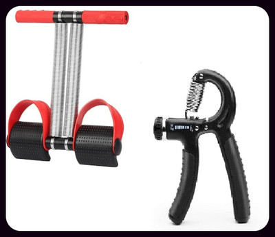 Athlian New_Double Spring Tummy Trimmer with Adjustable Hand Gripper Combo Ab Exerciser(Black, Red)