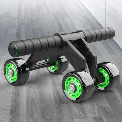Shopeleven 4 Wheel Abs Roller With Sweat Absorb Handles & Knee Pad For Core Workout Ab Exerciser(Green, Black)