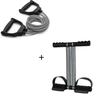 BKCFREEZE Tummy Trimmer + Resistance Band Toning Tube Ab Exerciser Home Gym Workouts Ab Exerciser(Black)