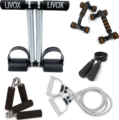 LIVOX Tummy Trimmer, Toning tube, Pushup Bar, Skipping Rope, 2handgripper Ab Exerciser(Multicolor)