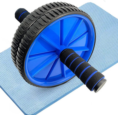 Estallion Wheel ABS Roller with Non-Slip Handles & Knee Mat ABS Exerciser Ab Exerciser(Blue)