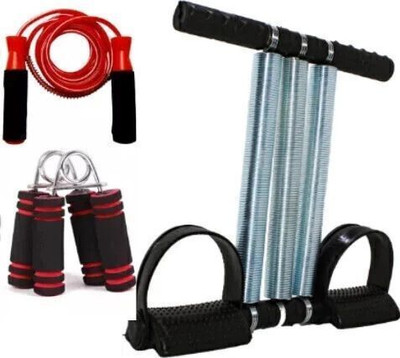 Trends Maker TUMMY TRIMMER, SKIPPING ROPE AND V Shape FOAM HAND GRIPPER Ab Exerciser(Silver)