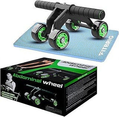 IRONCORE 4 Wheel Ab Roller for Abdominal Stomach Training, Six Pack Workout at Home Ab Exerciser(Green)