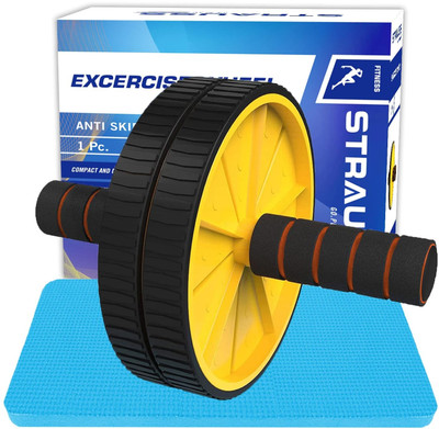 Strauss Double Exercise Roller Wheel | Abs Roller | Ab Wheel Roller | Gym Roller Ab Exerciser(Black, Yellow)